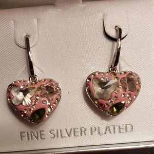 NWT Sparkly Pink Heart Pierced Earrings